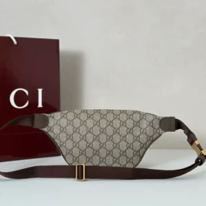 Gucci Ophidia Small Belt Bag In Beige And Dark Brown Fabric - GB054