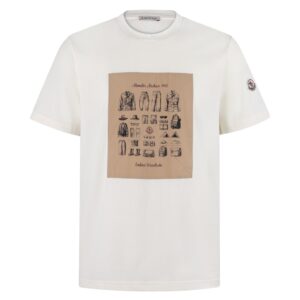 Moncler White Safari Wardrobe Print Cotton T-Shirt - MRT01