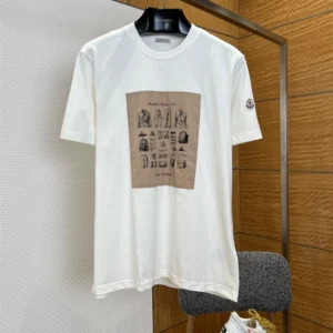 Moncler White Safari Wardrobe Print Cotton T-Shirt - MRT01